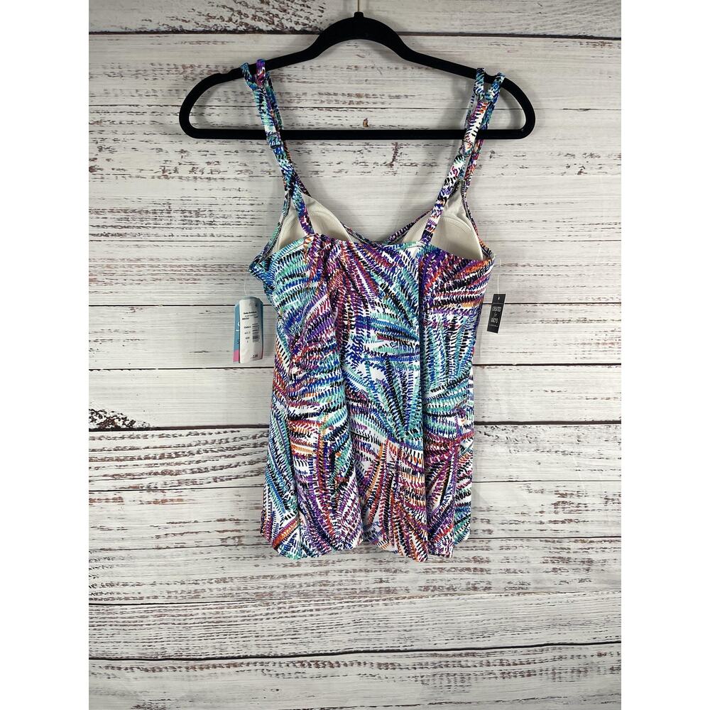 Swim Solutions Tankini Top Women's Size 8 Multi Hi Low Bust Support Swimwear - Picture 4 of 9